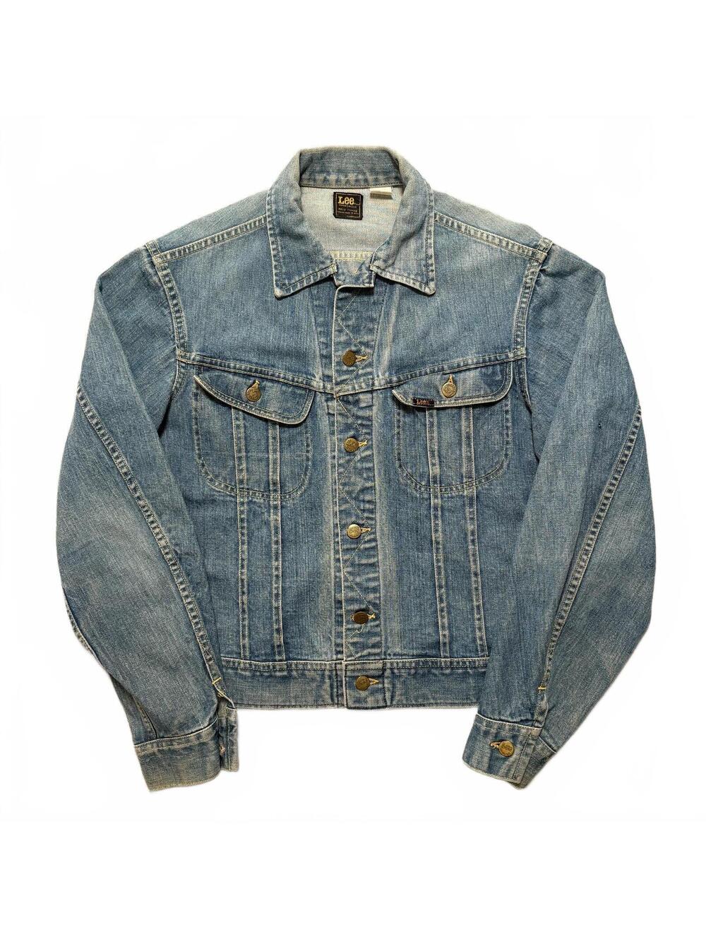 VTG 70's Lee Sanforized Union Faded Distressed Denim Trucker Jacket Men's M Blue
